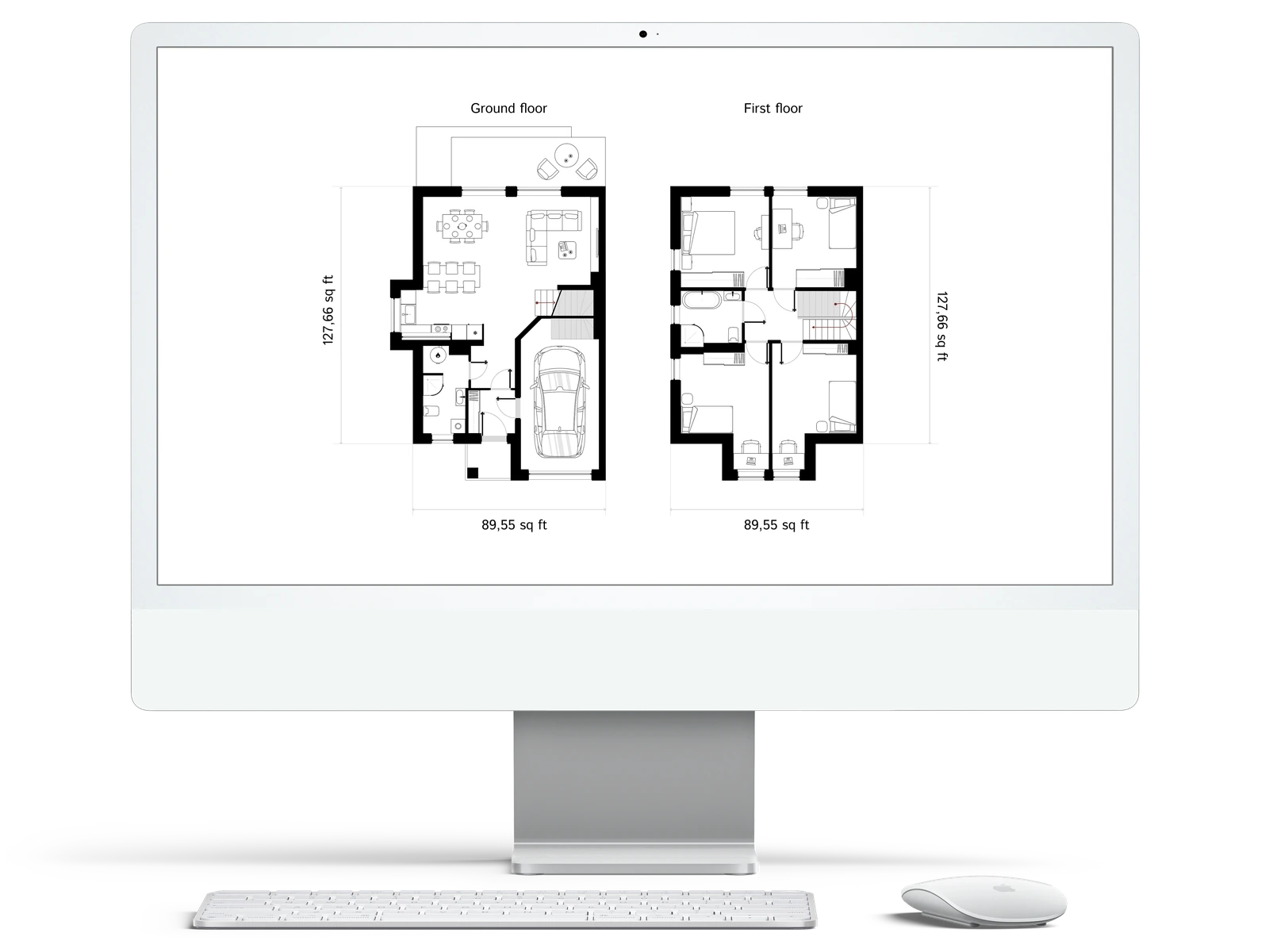 2D plan of the ground and first floor